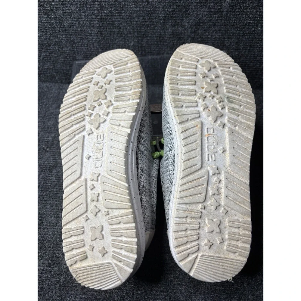 Hey Dude Wally Youth Sox Stone White Grey Lime Green Slip On Loafers Size 6Y